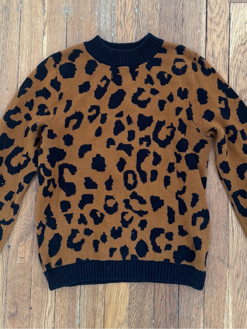 Who What Wear Leopard-Print Knit Sweater in Brown and Black